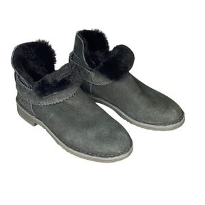 UGG Australia Women's Black‎ Suede Sheepskin Fur Lined Ankle Boots Size 7.5